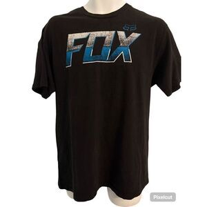 Fox Racing Black and Blue Short Sleeve T-Shirt. Size Large